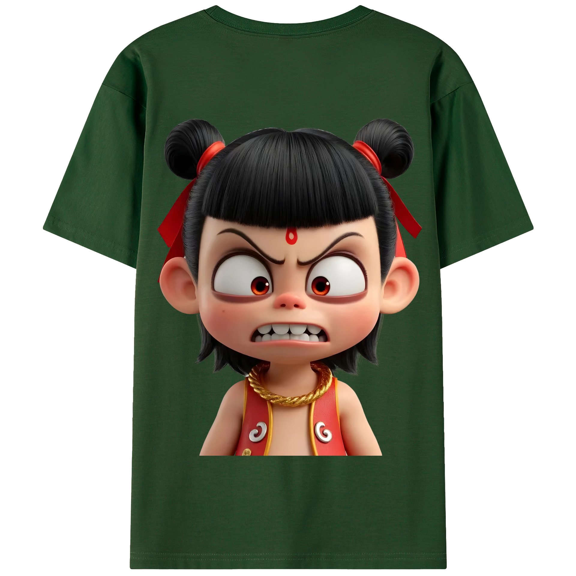 （画像用） Ne Zha 2 ナタ 魔童の大暴れ 綿100％半袖Tシャツ（背面プリント）